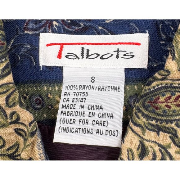 Talbots Vintage 90s Womens Vest Size S Paisley & Stripes Pattern Sleeveless Butt - Picture 2 of 5